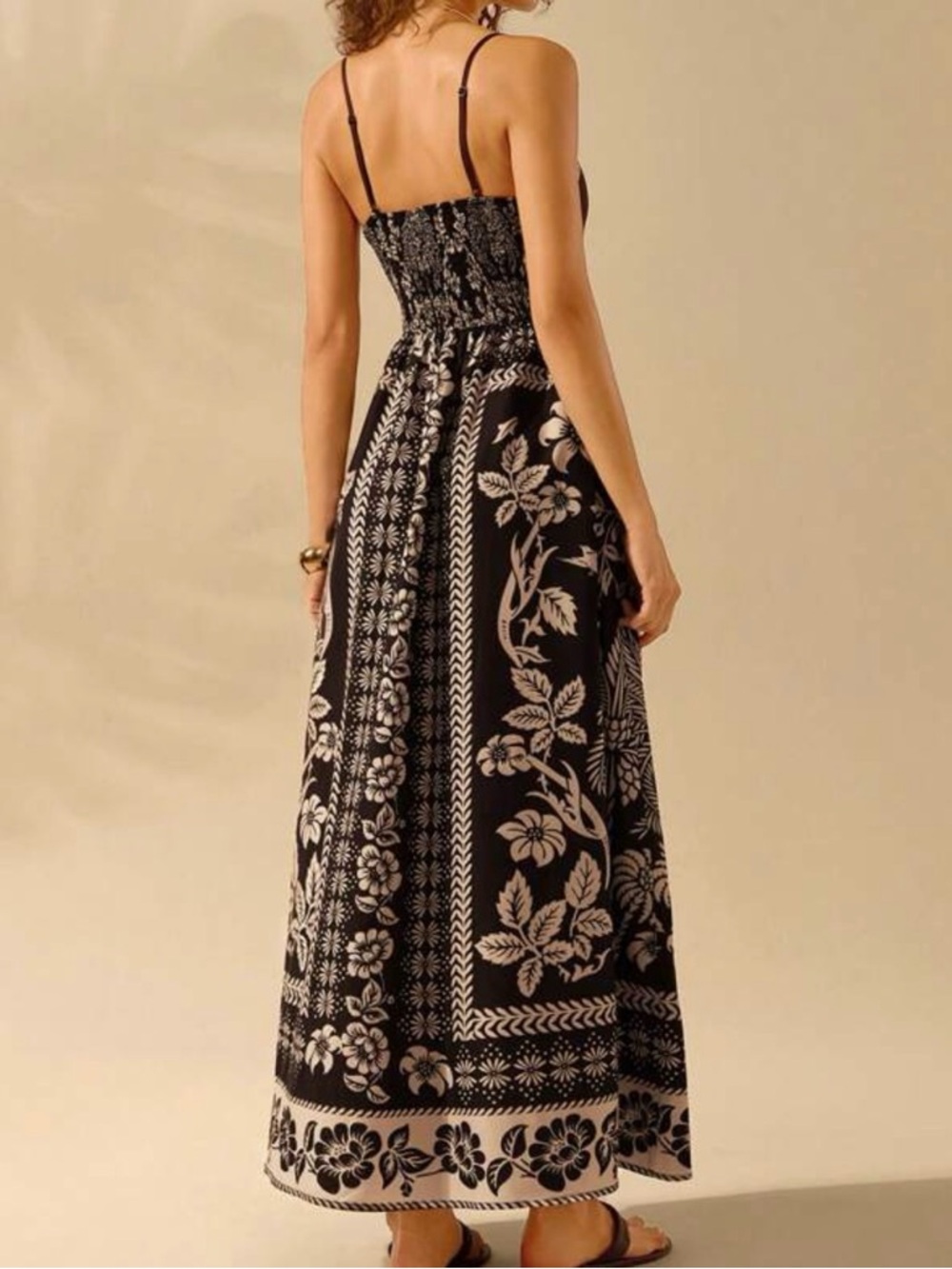 SHEIN Black Maxi Dress with Cream Floral Print